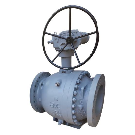 Industrial flanged ball valve with handwheel gearbox